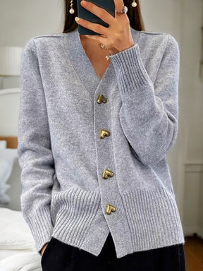 LIVIA - Cardigan Casual in Lana con Bottoni a Cuori 💝